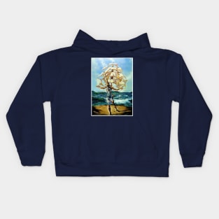 Tall Ship Fantasy Abstract Emerging from the Ocean Print Kids Hoodie